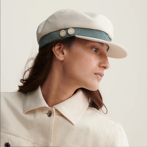 Hermes Cotton Hemp Cavale Pop cap 57 Ecru Marine - Picture 12 of 13